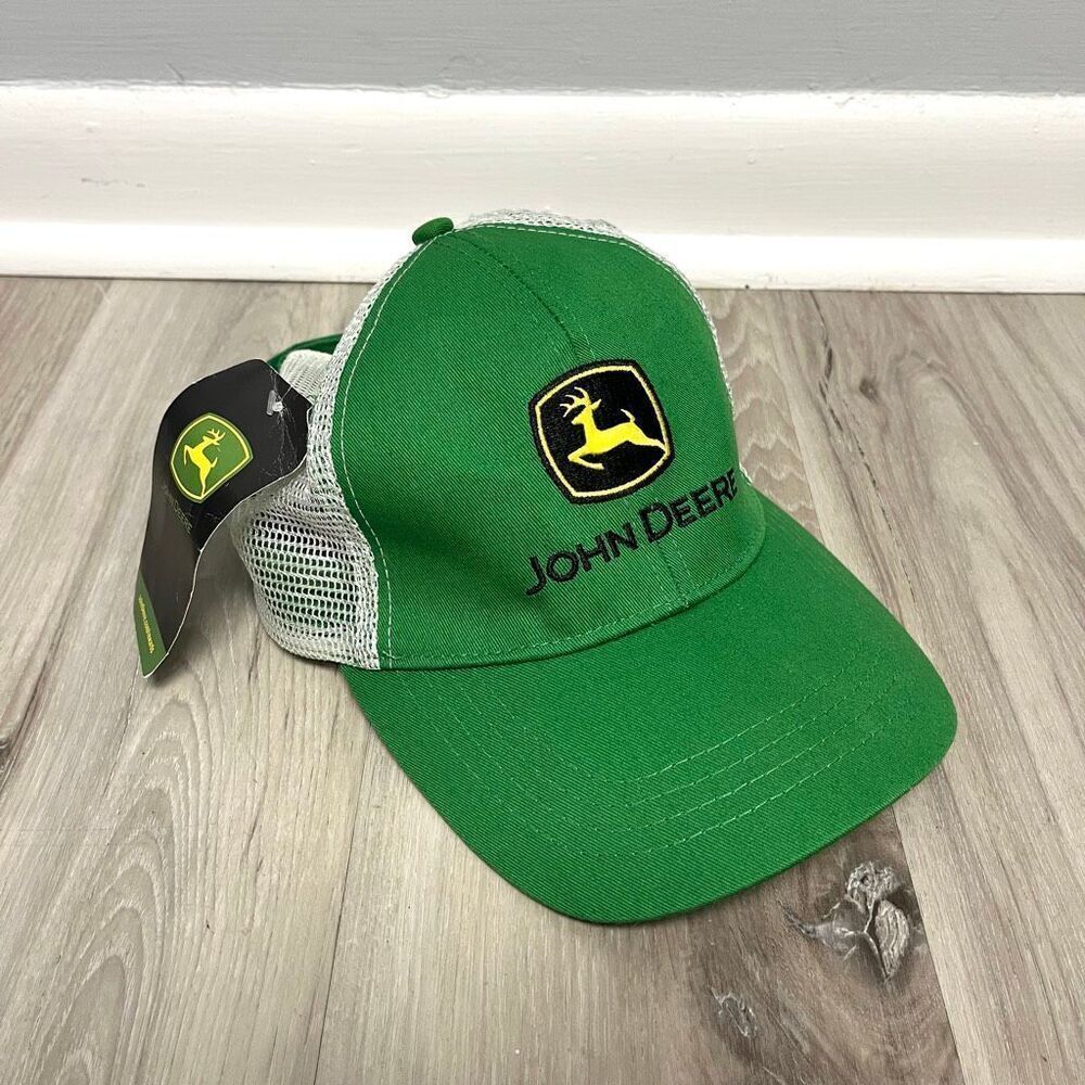 John Deere Hat Men’s OS Green Logo Mesh‎ Back Baseball Cap NWT